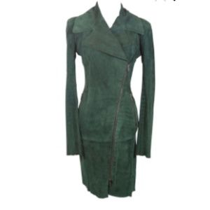 Jitrois Emerald Suede Jacket Dress